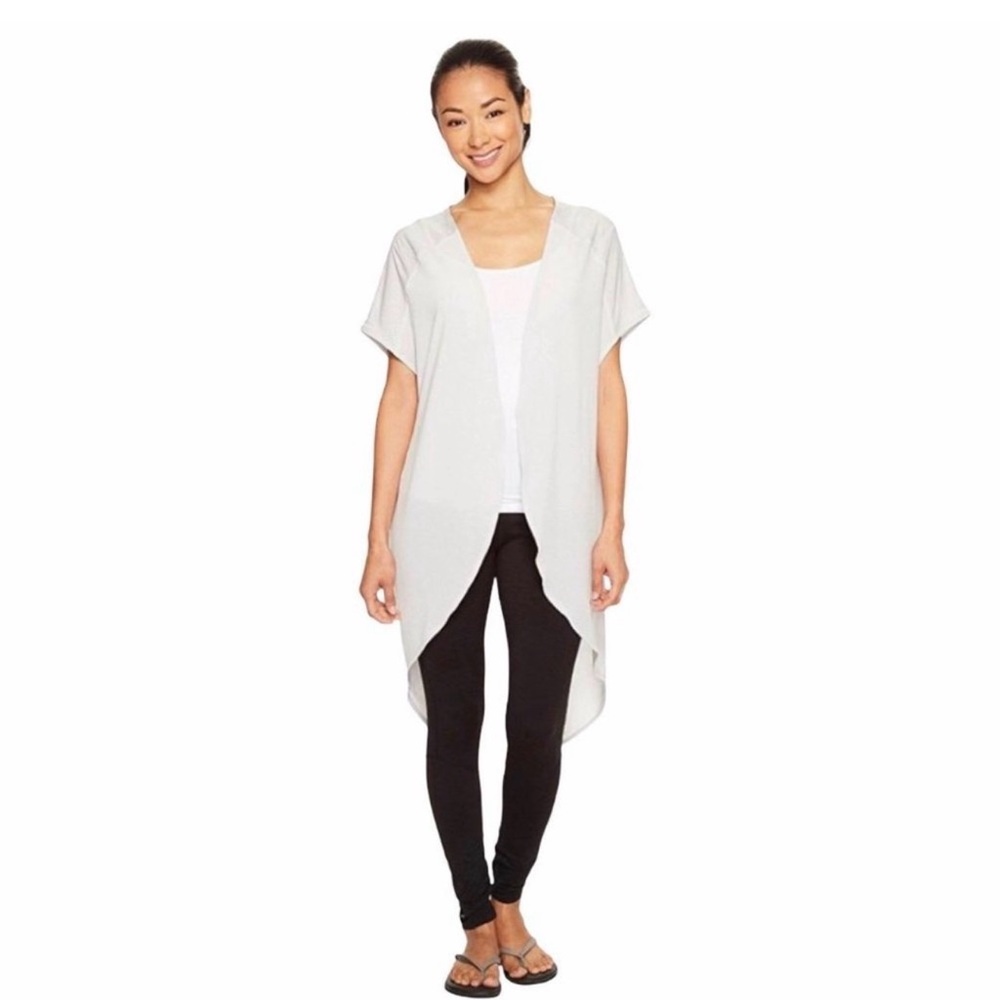 Lucy Mesh Open Cardigan Gray Lightweight Athleisure Layer L XL